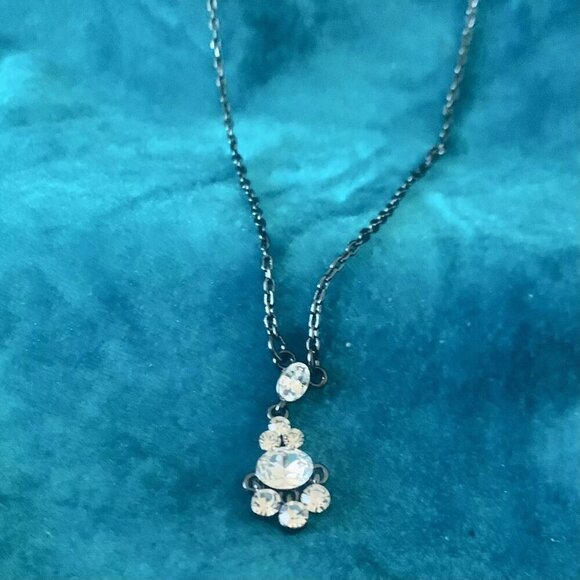 Vintage Givenchy pendant necklace - dark tone chain -Crystals - Logo charm - Picture 3 of 3